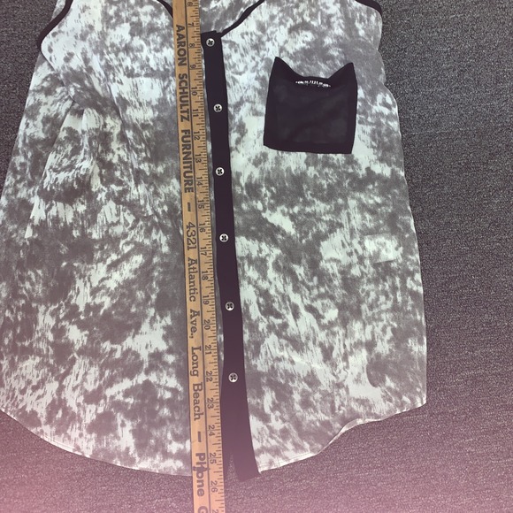 Oh My Julian Tank Top Womens Size S Sleeveless Button Down Black Gray Sheer NWT - Picture 10 of 11
